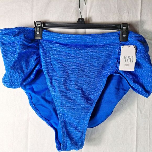 Time & Tru Two-Piece Swimming Suit Womens PLUS Sz 3X (24W-26W) Blue Glitter High - Picture 5 of 5